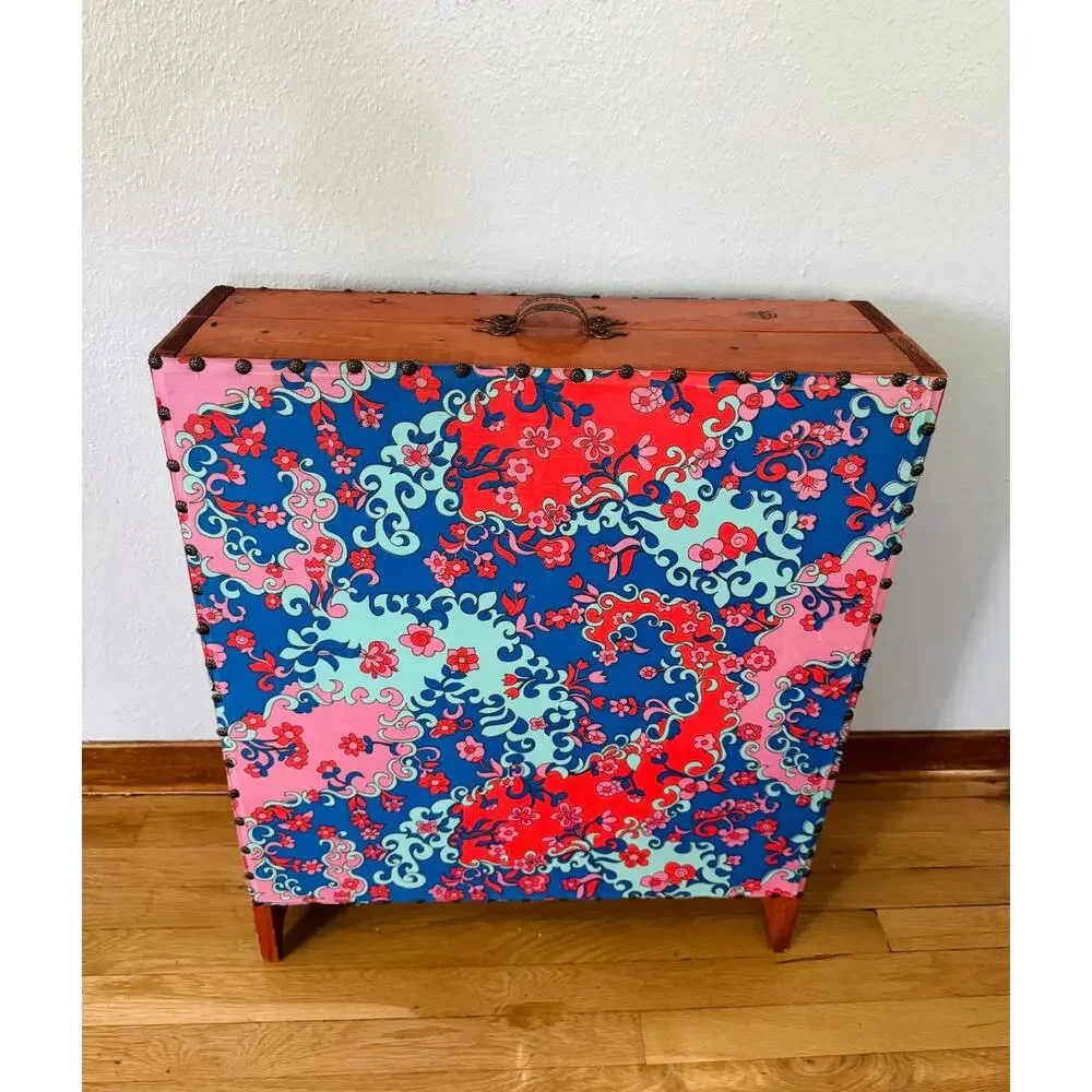 One of a Kind Handmade Folding Sewing & Craft Cabinet Folk Art Organizer